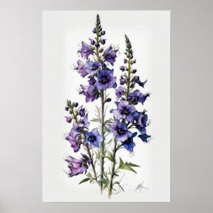 Cartaz de Impressão de Arte da Flor de Delphinium