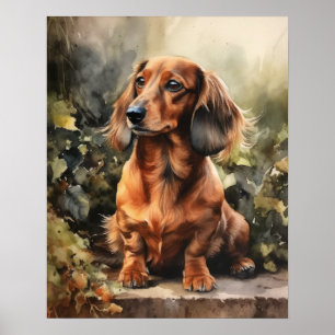 Cartaz de Impressão de Arte de Cachorro Dachshund