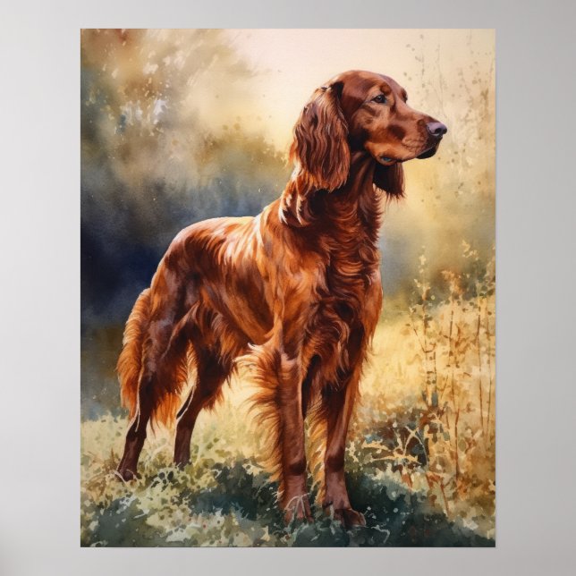 Cartaz de Impressão de Arte de Cachorro Setter Irl (Frente)