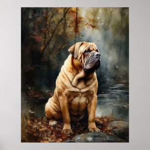 Cartaz de Impressão de Arte de Cachorro Shar-Pei C