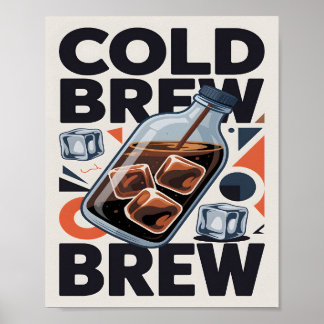 Cartaz de Impressão de Arte de Café Cold Brew Retr