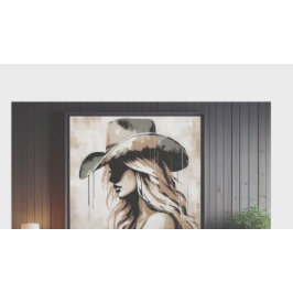 Cartaz de Impressão de Arte de Cowgirl Pintada Oci