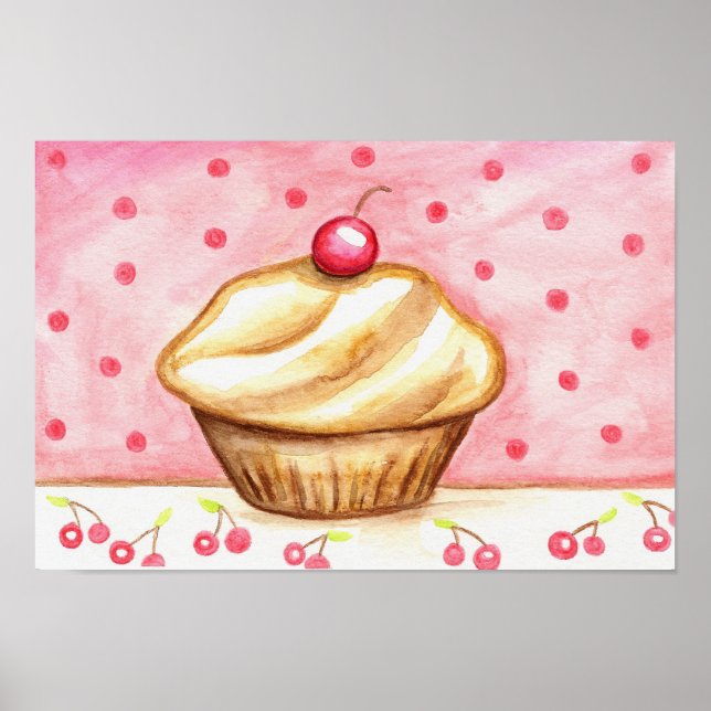 Cartaz de Impressão de Arte de Cupcake (Frente)