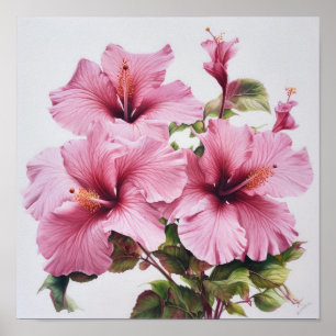 Cartaz de Impressão de Arte de Flor de Hibisco Ros
