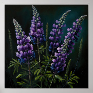 Cartaz de Impressão de Arte de Flor de Lupino Roxo
