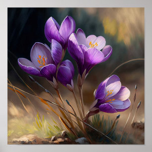 Cartaz de Impressão de Arte de Flores de Crocus Ro