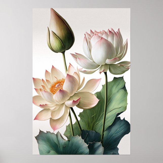 Cartaz de Impressão de Arte de Flores de Lótus Bra (Frente)