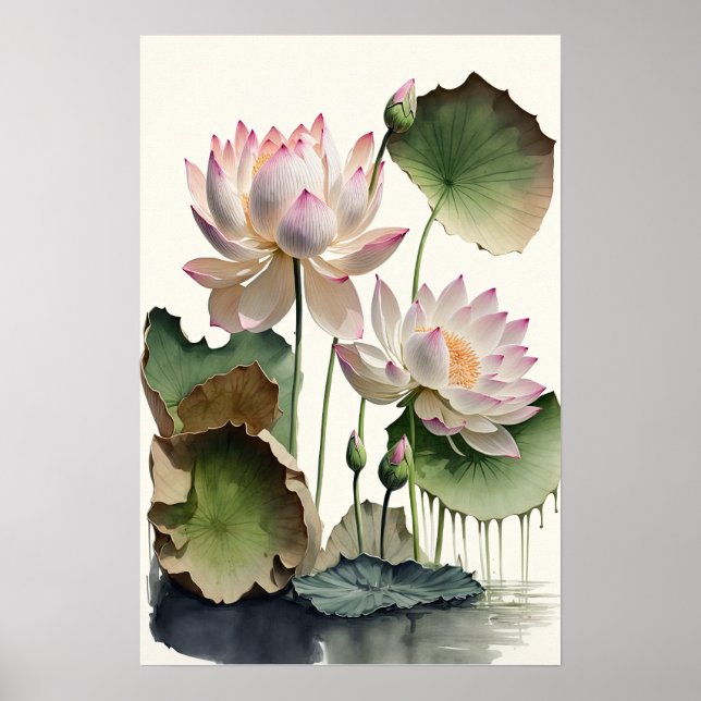 Cartaz de Impressão de Arte de Flores de Lótus Bra (Frente)