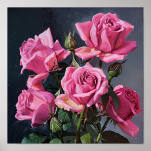 Cartaz de Impressão de Arte de Flores de Rosas Cor