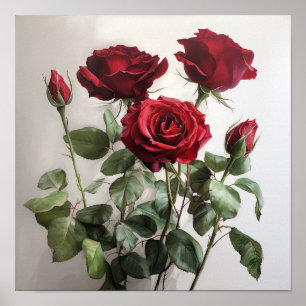 Cartaz de Impressão de Arte de Flores de Rosas Ver