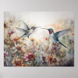 Cartaz de Impressão de Arte de Pintura de Beija-fl