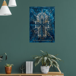 Cartaz de Impressão de Arte de Planta de Catedral