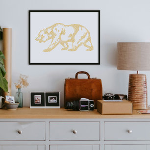 Cartaz de Impressão de Arte de Urso Pardo Dourado