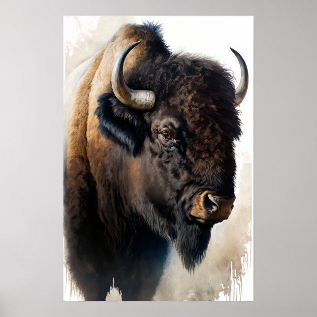 Cartaz de Impressão de Arte do Búfalo Ocidental (Frente)