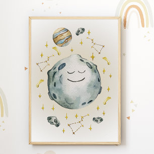 Cartaz de Impressão de Berçário Lunar Decoração de