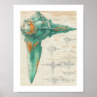 Cartaz de Impressão de Nave Espacial Alienígena, V