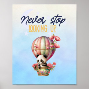 cartaz de impressão de panda de balão de ar quente