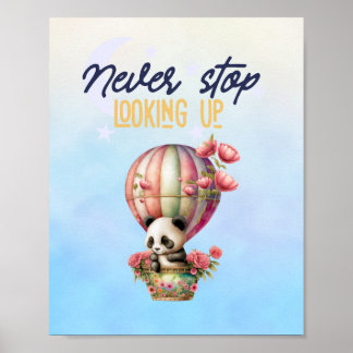 cartaz de impressão de panda de balão de ar quente