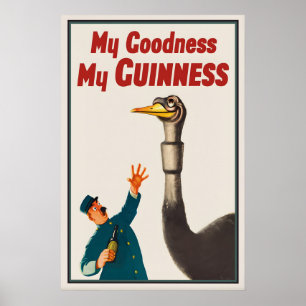 Cartaz de impressão do avestruz Guinness John Gil