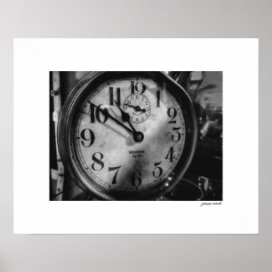 Cartaz de impressão do relógio vintage Big Ben B&W