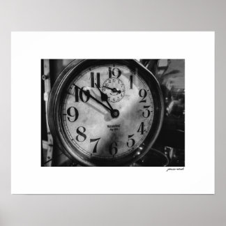 Cartaz de impressão do relógio vintage Big Ben B&W