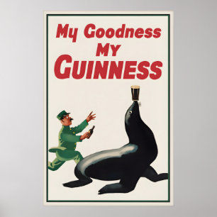 Cartaz de impressão do selo vintage Guinness, Meu