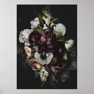 Cartaz de Impressão Floral Escura Devotada