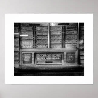 Cartaz de Impressão Jukebox Preto e Branco