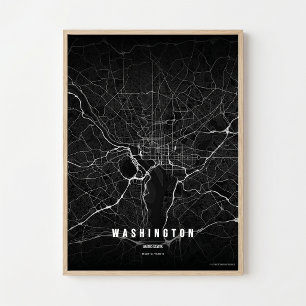 Cartaz de Impressão Noir do Mapa de Washington D.C