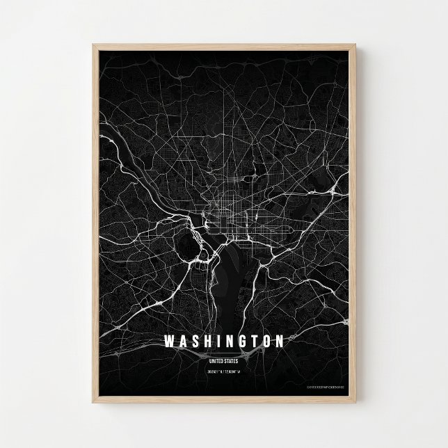 Cartaz de Impressão Noir do Mapa de Washington D.C (Criador carregado)
