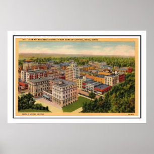 Cartaz de impressão vintage de Boise Idaho