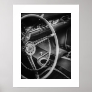 Cartaz de impressão vintage preto e branco do Ford