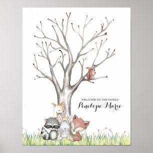 Cartaz de impressões digitais de animais da flores