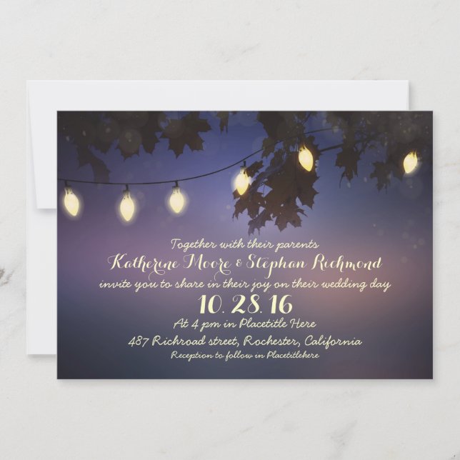 cartaz de luzes convite para casamento (Frente)