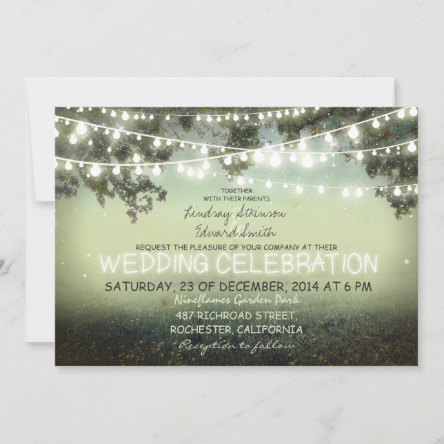 cartaz de luzes convite para casamento (Frente)