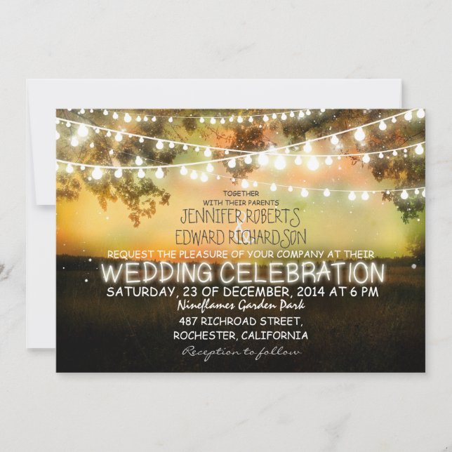 cartaz de luzes convite para casamento (Frente)