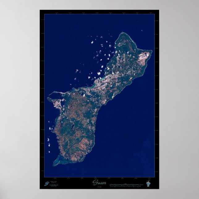 cartaz de mapa de impressão de foto de satélite de (Frente)
