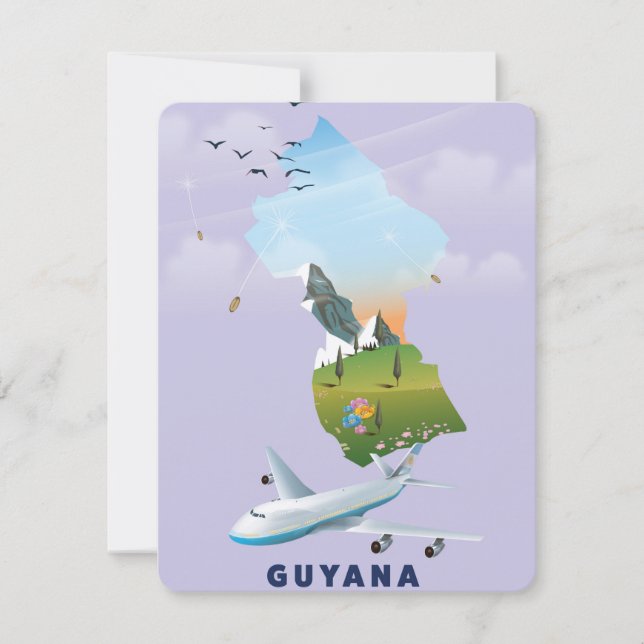 Cartaz de mapa ilustrado da Guiana (Frente)