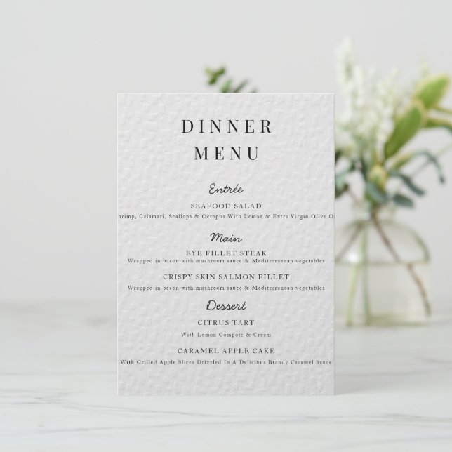 Cartaz de Menu de Casamento Minimalista Casamento  (Em pé/Frente)