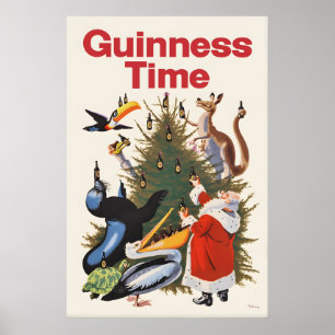 Cartaz de Natal Guinness Impressão Vintage John