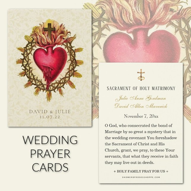 Cartaz de oração de casamento católico de Jesus ca (Traditional Catholic Sacred Heart of Jesus wedding prayer cards
)