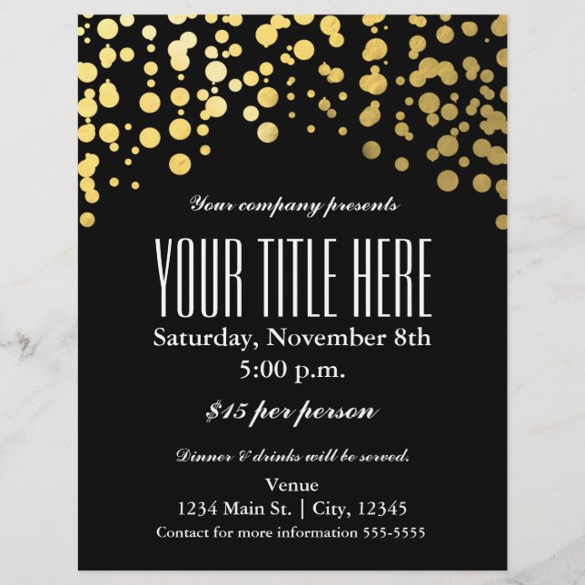Cartaz de panfleto de evento de glamour elegante c (Frente)