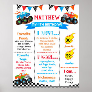 Cartaz de Poster de Aniversário de Carros de Monst