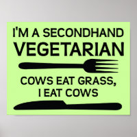 Cartaz de Poster Engraçado Vegetariano de Segunda 