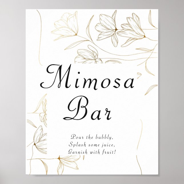 Cartaz de Sinal de Poster da Barra de Mimosa Flor  (Frente)