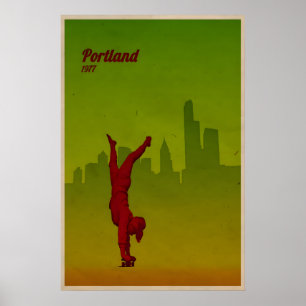 Cartaz de skate da cidade de Portland impressão de