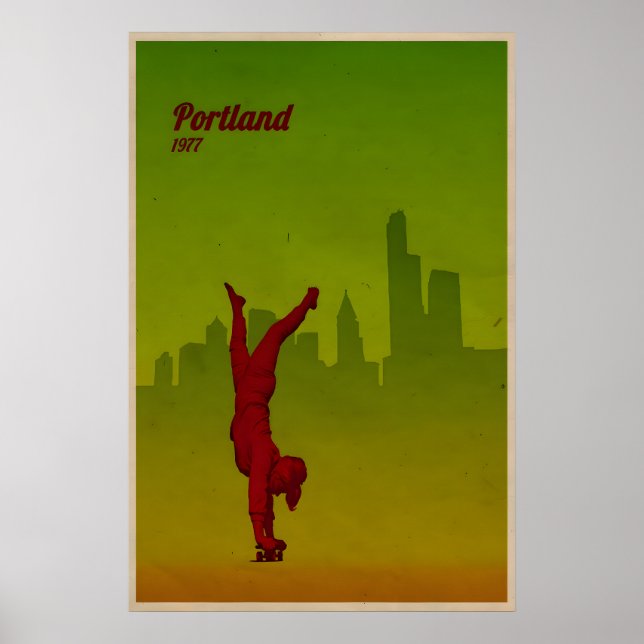 Cartaz de skate da cidade de Portland impressão de (Frente)