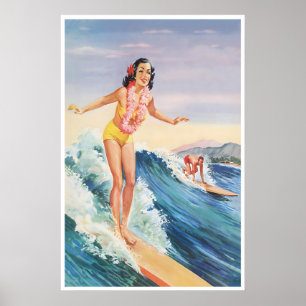 Cartaz de Surf do Havaí Arte Havaiana de Impressão