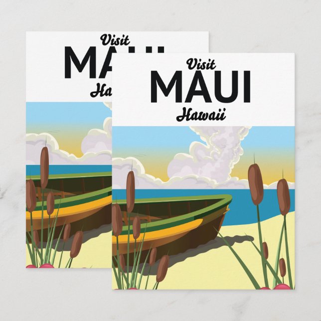 Cartaz de turismo do Maui Havaí (Frente/Verso)