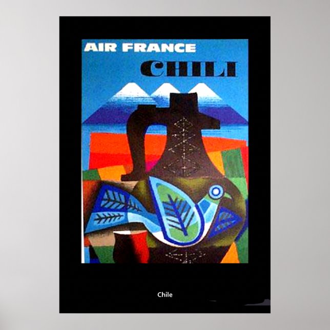 Cartaz de Viagem Antigo Chile Impressão (Frente)